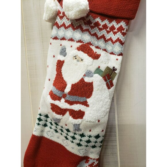 Pottery Barn Kids Heirloom Knit Stocking, Santa, DAD Monogram, Wht Pompoms, NWT - Picture 5 of 9